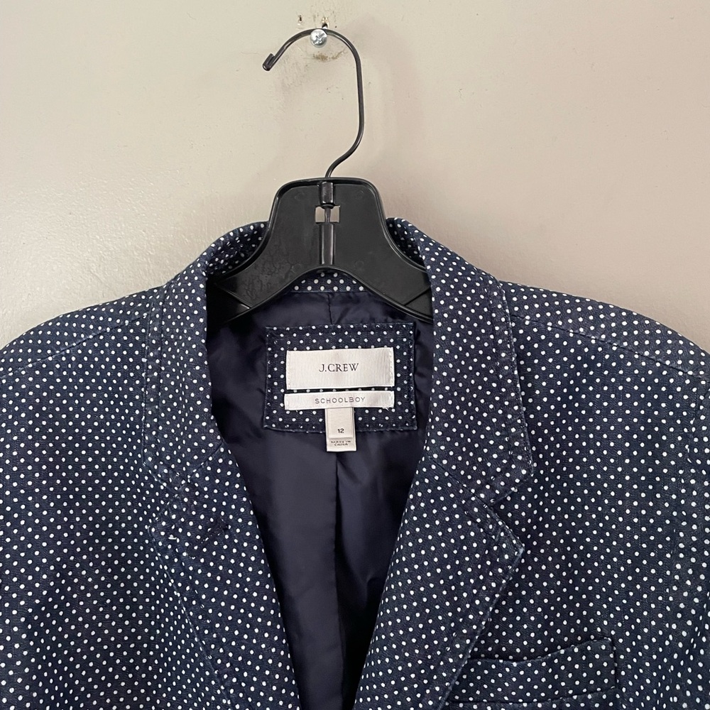 J. Crew School Boy Indigo Polka Dot Blazer Size 12 - Picture 5 of 9